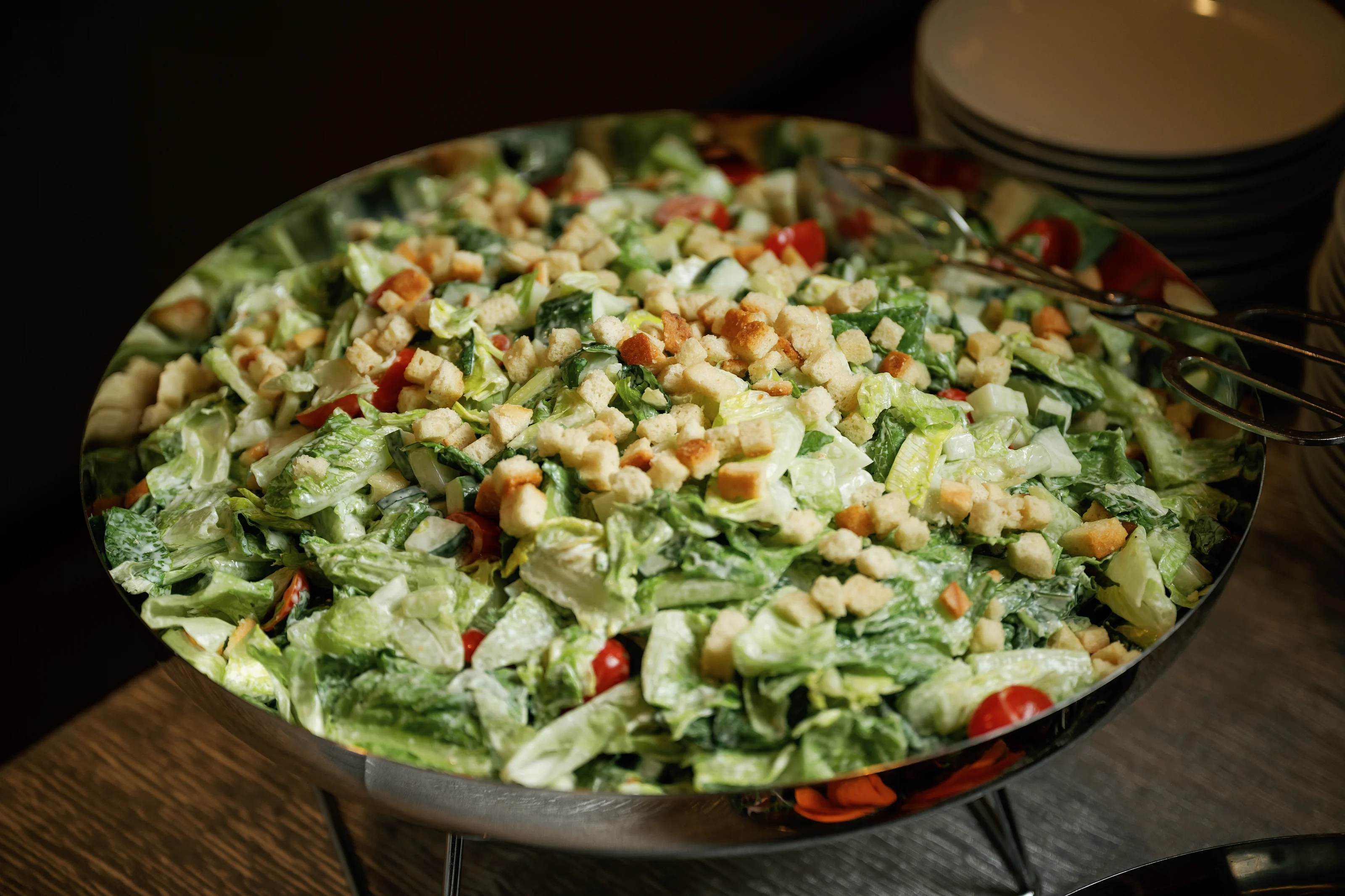Creamy chopped salad in a serving bowl