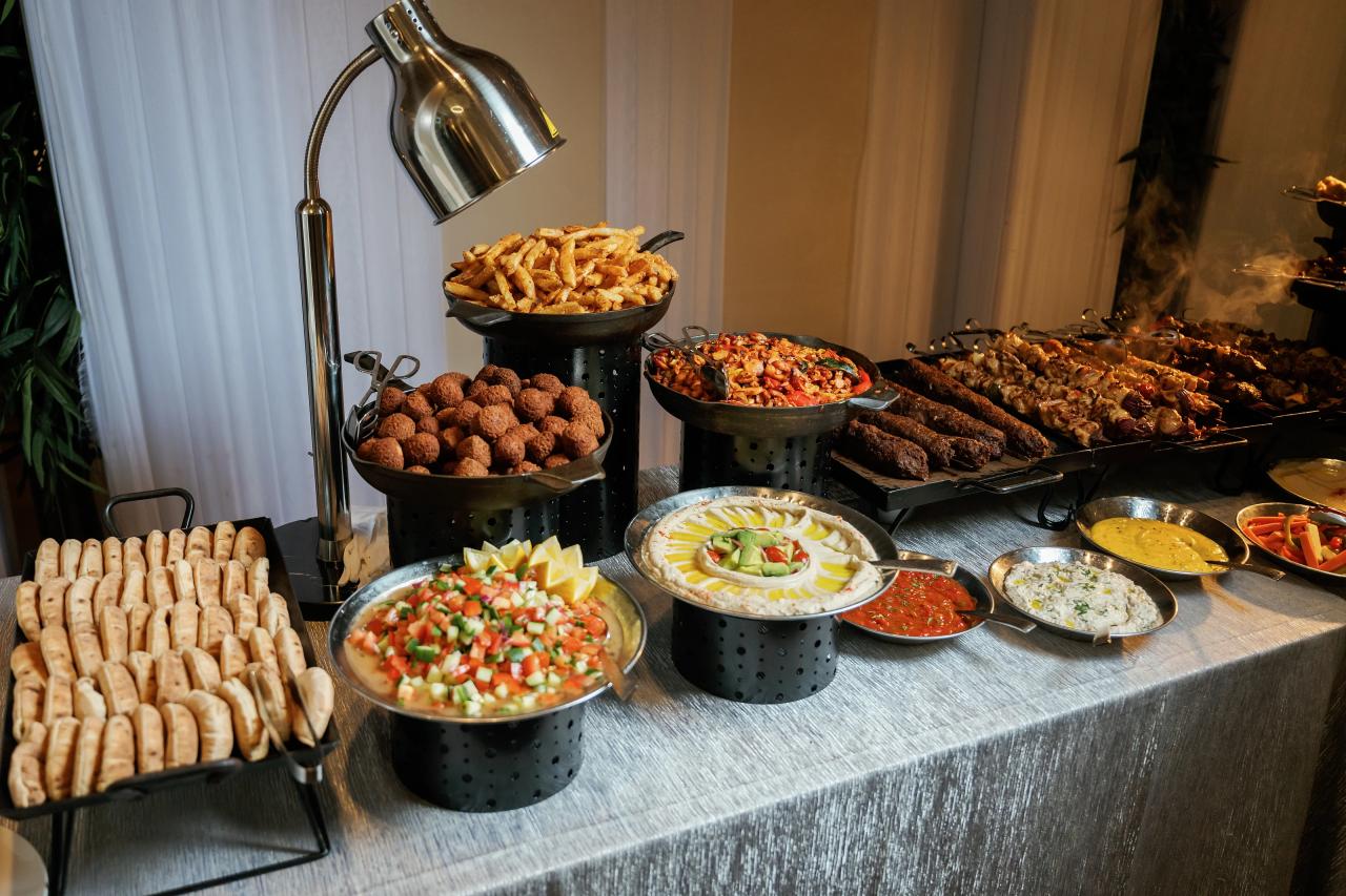 Catering buffet with colorful salads at Brightstone - food photography by CJ Studios, New Jersey.