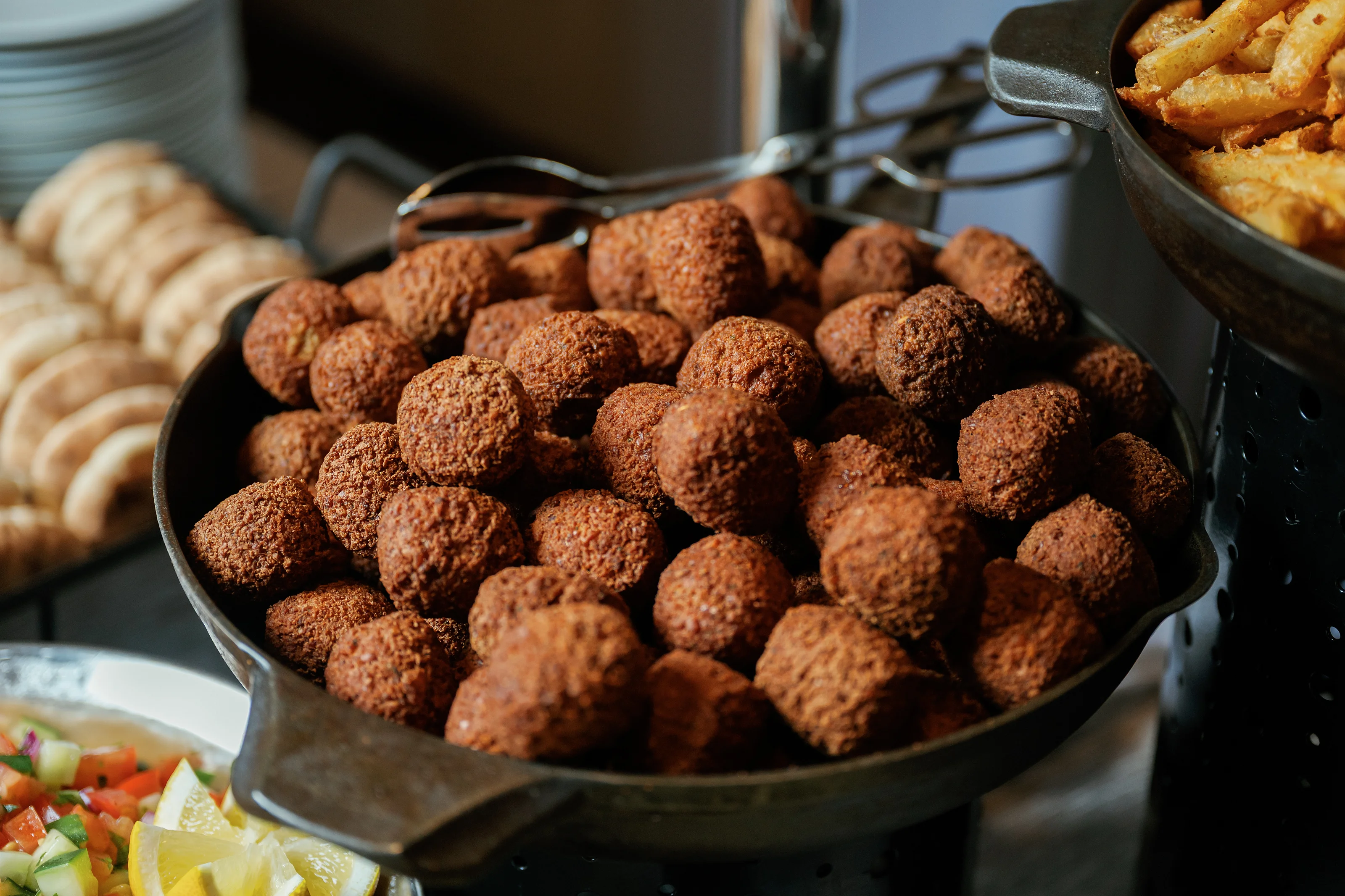 Falafel on a catering buffet