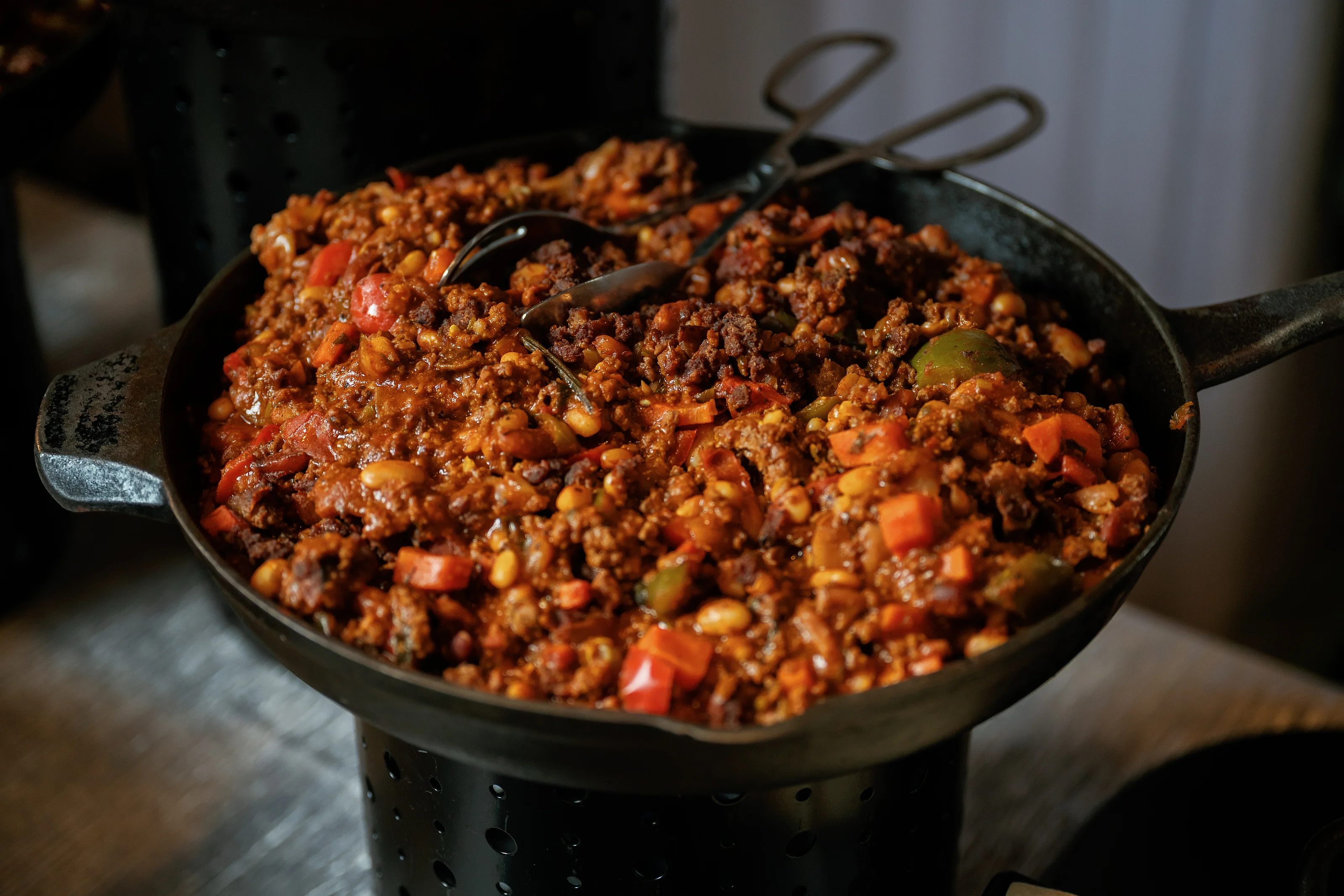Sauced buffet dish in a serving bowl