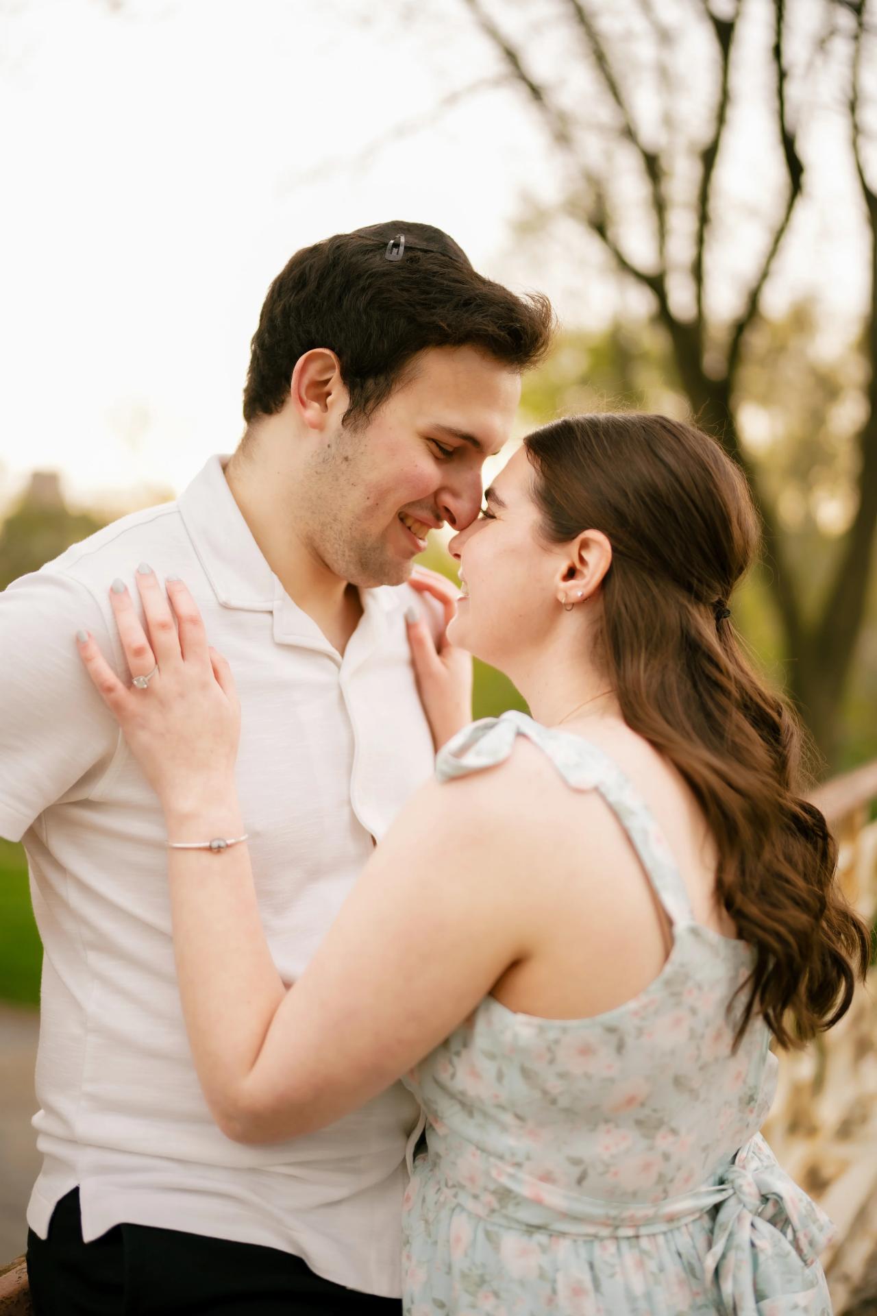 Close portrait of a couple smiling at each other