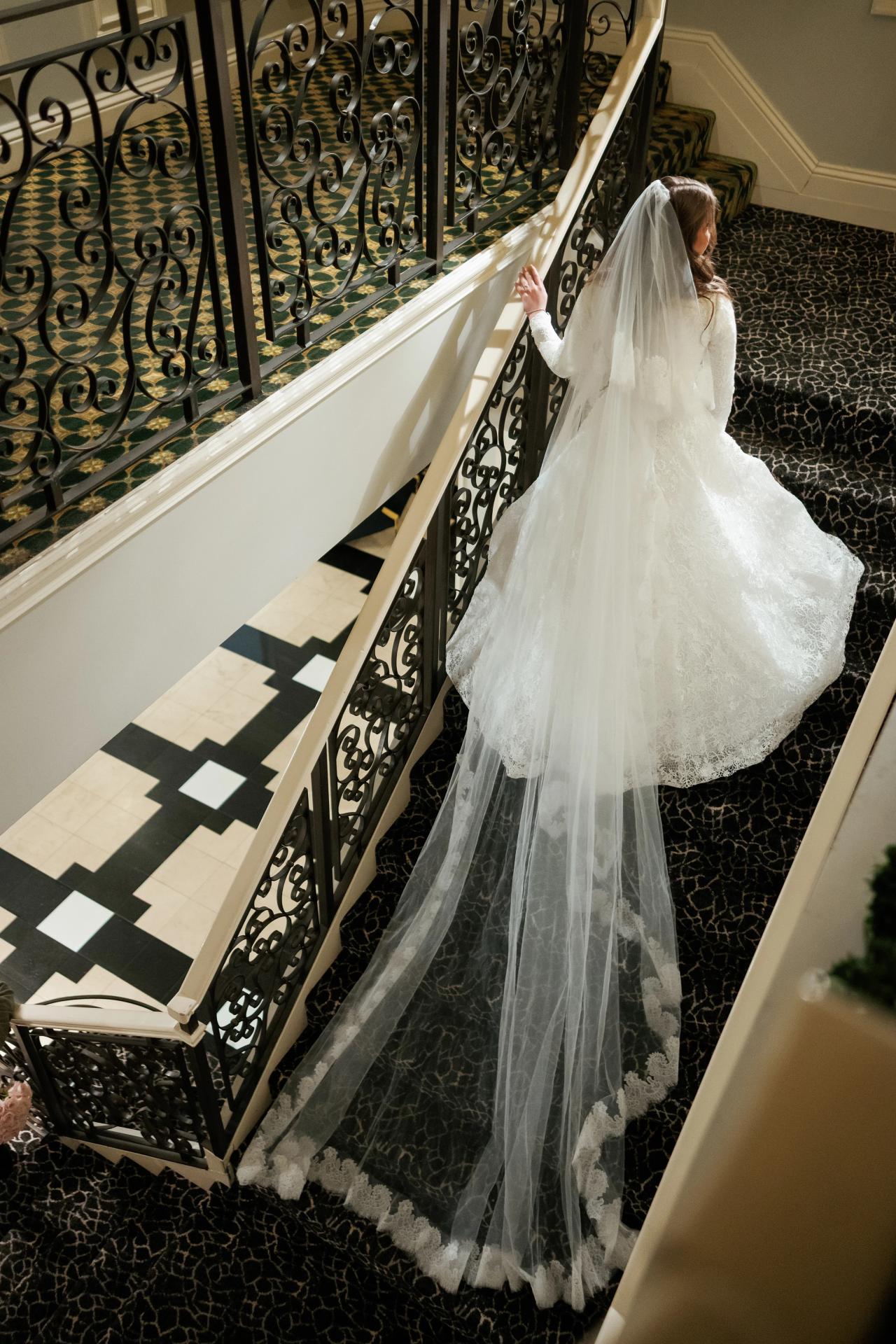 Overhead staircase composition. Wedding photography at The Palace, Brooklyn, NY.